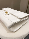 Chanel 2.55 225 Chevron Reissue Double Flap White Calfskin