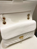 Chanel 2.55 225 Chevron Reissue Double Flap White Calfskin