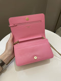 Chanel Quilted Boy Wallet On Chain Pink Caviar