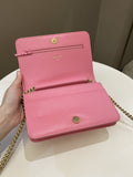 Chanel Quilted Boy Wallet On Chain Pink Caviar