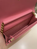 Chanel Quilted Boy Wallet On Chain Pink Caviar