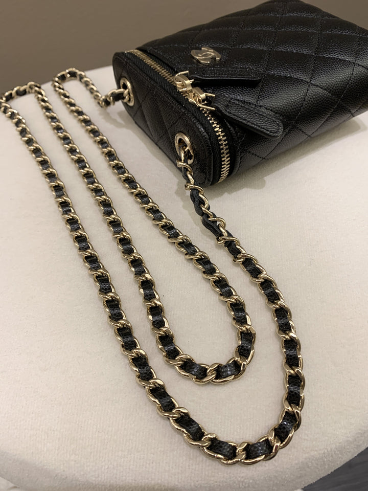 Chanel 22C Quilted Vanity Vertical Black Caviar