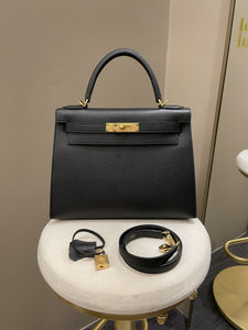 Hermes Kelly Sellier 28 Black Epsom