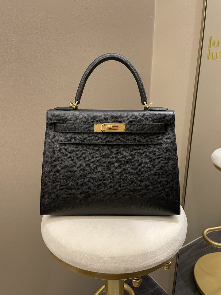 Hermes Kelly Sellier 28 Black Epsom