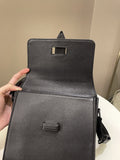 Chanel Vintage Messenger Crossbody Black Grainy Leather