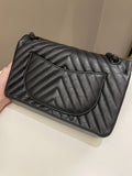 Chanel 2.55 225 So Black Chevron Reissue Double Flap Black Calfskin