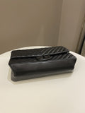 Chanel 2.55 225 So Black Chevron Reissue Double Flap Black Calfskin