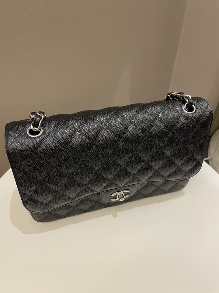 Chanel Classic Quilted Jumbo Double Flap Black Caviar