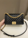 Chanel Quilted Boy Old Medium Black Caviar