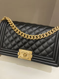 Chanel Quilted Boy Old Medium Black Caviar