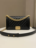 Chanel Quilted Boy Old Medium Black Caviar