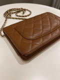 Chanel 23A Cc Quilted Wallet on Chain Tan Brown Caviar