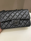 Chanel 23B Classic Quilted So Black Mini Rectangular Black Lambskin