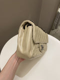 Chanel Quilted Handle Flap Bag Beige Calfskin