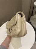 Chanel Quilted Handle Flap Bag Beige Calfskin