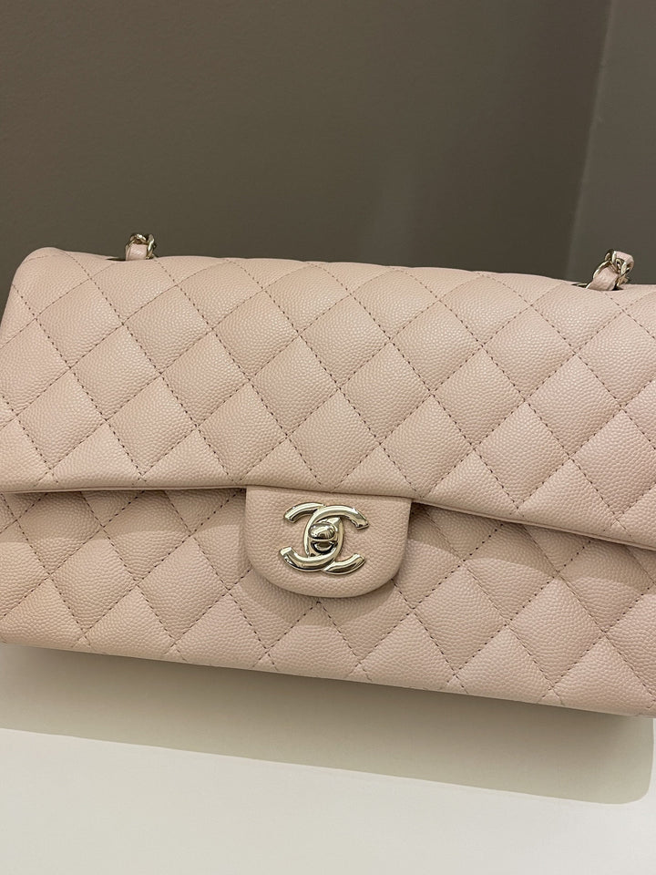 Chanel Classic Quilted Medium Double Flap Beige Caviar