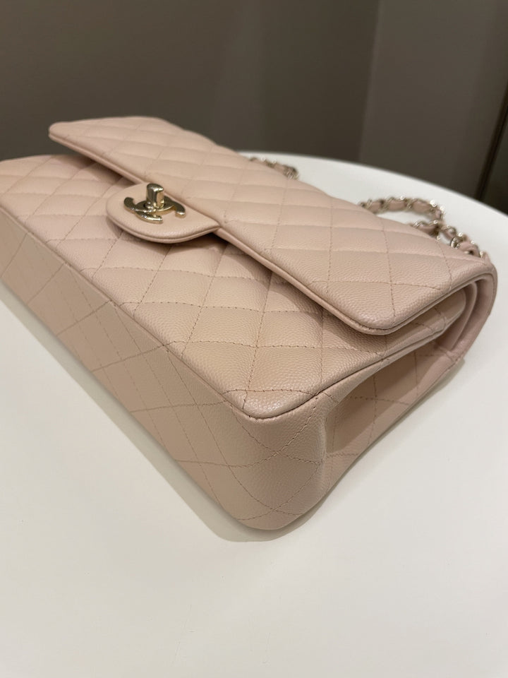 Chanel Classic Quilted Medium Double Flap Beige Caviar
