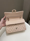 Chanel Classic Quilted Medium Double Flap Beige Caviar
