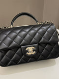 Chanel Quilted Top Handle Mini Rectangular Black Lambskin
