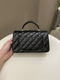 Chanel Quilted Top Handle Mini Rectangular Black Lambskin