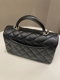 Chanel Quilted Top Handle Mini Rectangular Black Lambskin