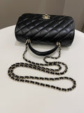 Chanel Quilted Top Handle Mini Rectangular Black Lambskin