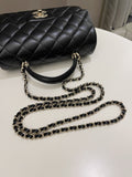 Chanel Quilted Top Handle Mini Rectangular Black Lambskin
