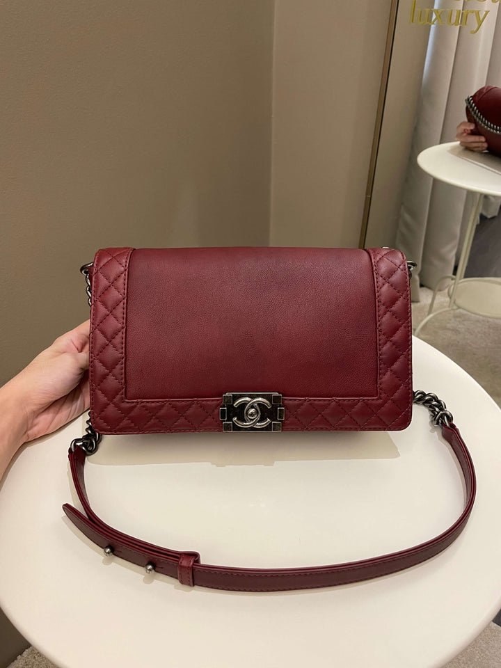 Chanel Boy Reverso Burgundy Calfskin
