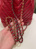 Chanel Chevron Gabrielle Backpack Red Aged Calfskin