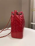 Chanel Chevron Gabrielle Backpack Red Aged Calfskin