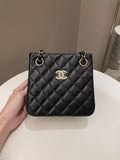 Chanel Quilted Cc Bucket Bag Black Caviar