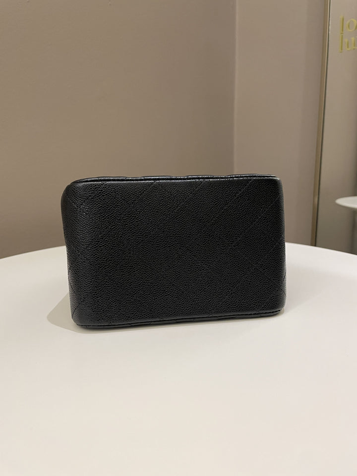 Chanel Quilted Cc Bucket Bag Black Caviar