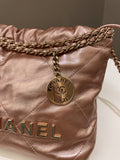 Chanel 23S Mini 22 Metallic Rose Gold Copper