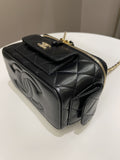 Chanel Polly Pocket Multi Pocket Vanity Case Bag Black Glazed Lambskin