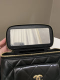 Chanel Polly Pocket Multi Pocket Vanity Case Bag Black Glazed Lambskin