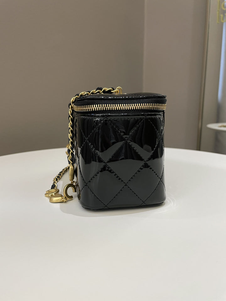 Chanel Quilted Coco Mini Vanity Rectangular Black Patent