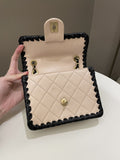 Chanel Whipstitch My Own Mini Frame Bag Beige/ Black Lambskin