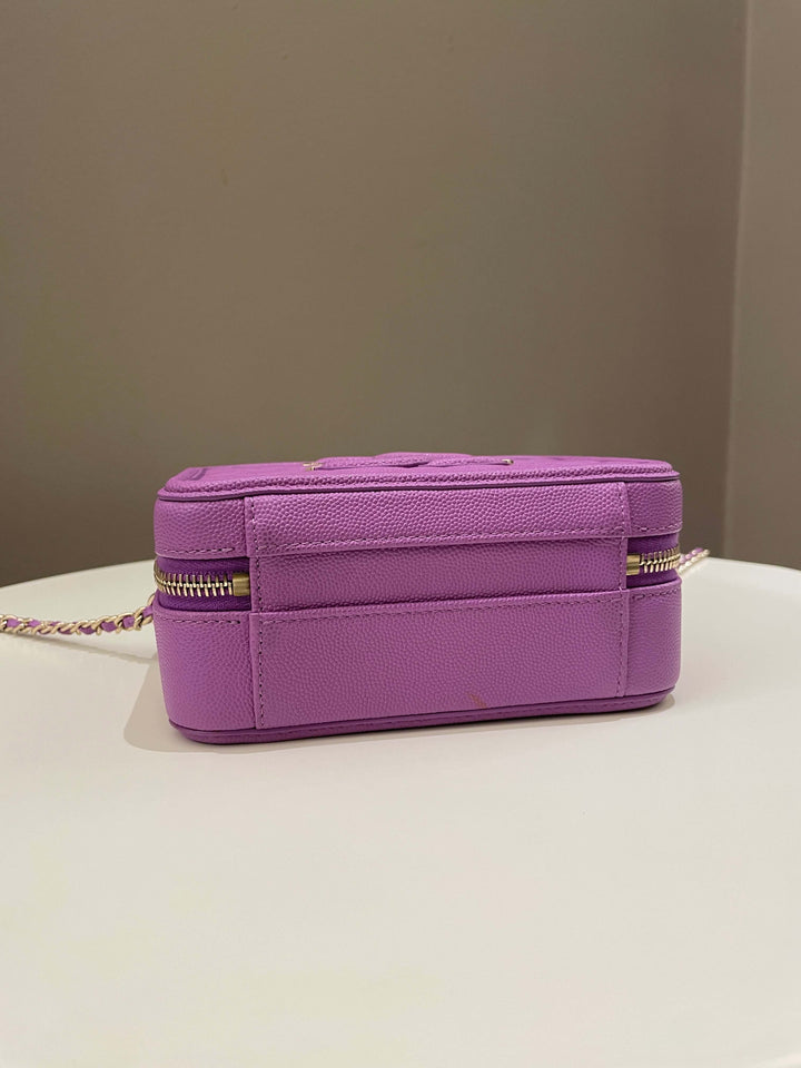 Chanel Filigree Vanity Case Purple Caviar