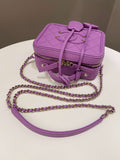 Chanel Filigree Vanity Case Purple Caviar