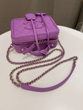 Chanel Filigree Vanity Case Purple Caviar