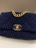 Chanel 19 Flap Bag Black / Blue Tweed Sequin