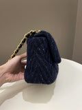 Chanel 19 Flap Bag Black / Blue Tweed Sequin