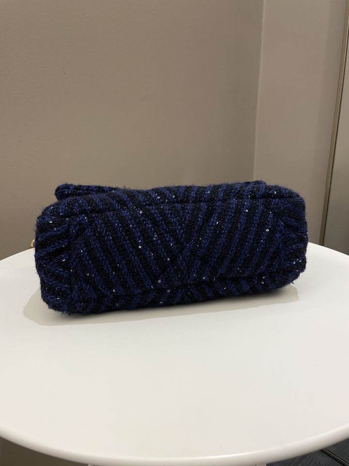Chanel 19 Flap Bag Black / Blue Tweed Sequin