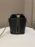 Chanel Cc Quilted Drawstring Bucket Black Caviar / Lambskin