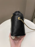Chanel Cc Quilted Drawstring Bucket Black Caviar / Lambskin