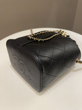 Chanel Cc Quilted Drawstring Bucket Black Caviar / Lambskin