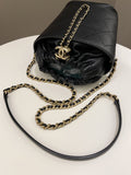 Chanel Cc Quilted Drawstring Bucket Black Caviar / Lambskin