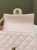Chanel Quilted Top Handle Mini Rectangular Pale Pink Lambskin