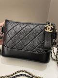 Chanel Quilted Gabrielle Hobo Black Aged Calfskin