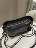 Chanel Quilted Gabrielle Hobo Black Aged Calfskin